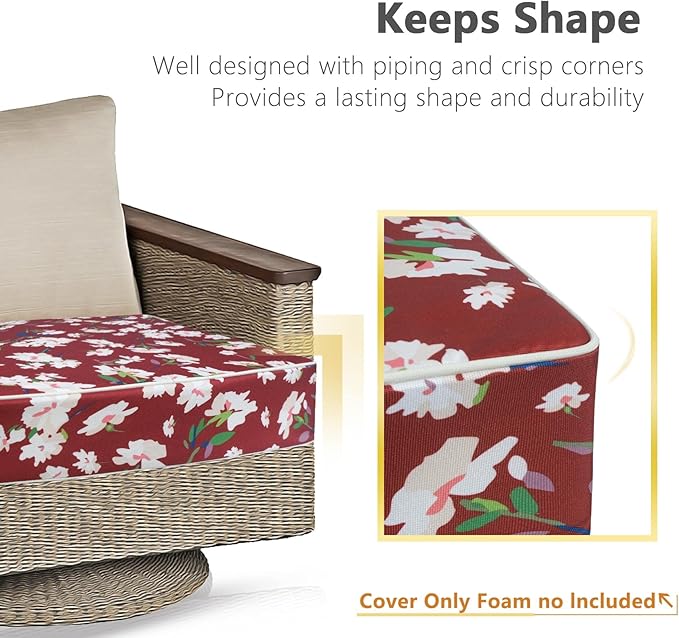 Porch Shield Patio Chair Seat Cushion Covers Set 4, Outdoor Waterproof Fade Resistant Cushion Slipcovers, Replacement Covers Only, 23 x 23 x 4 Inch