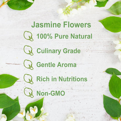 TEARELAE - Dried Jasmine Flowers Bud - Edible Flowers For Drinks - 100% Pure Natural Dried Herbs Loose Leaf Herbal Tea - For Soap Making, Bath Bombing, Candle Making and Tisanes - 2oz/57g