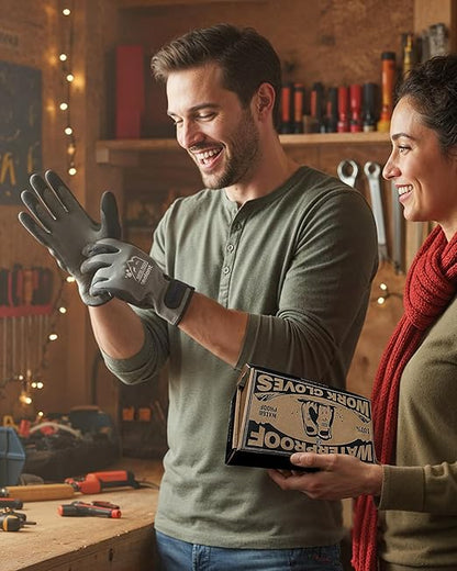 toolant 100% Waterproof Gloves for Men and Women, Winter Work Gloves for Cold Weather, Touchsreen, Thermal Insulated Freezer Gloves, With Grip, Warmth Gift for Family & Friends, Gray, XL