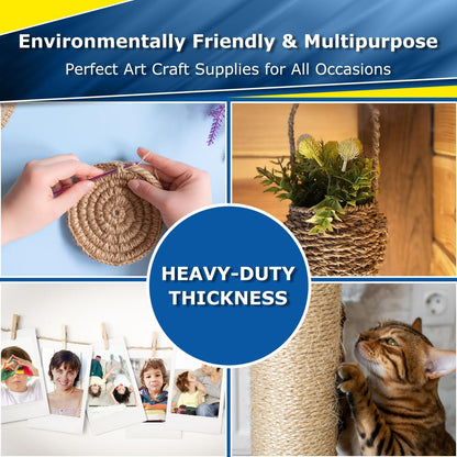 Vanhench Jute String Rope 8mm x 50 Feet, Heavy Duty and Thick Twine Rope for Crafts Projects, Gardening, Bundling, Cat Scratcher Scratching Post Tree Gift Wrapping Arts & Crafts Christmas Decoration