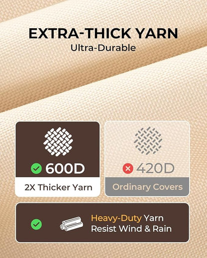 loriano V-Shaped Patio Furniture Covers, 600D Heavy Duty Waterproof, Fits 5-Seater Outdoor Sectional Sofa 85" W*32" D*30" H, All-Weather UV Wind Rain Protection