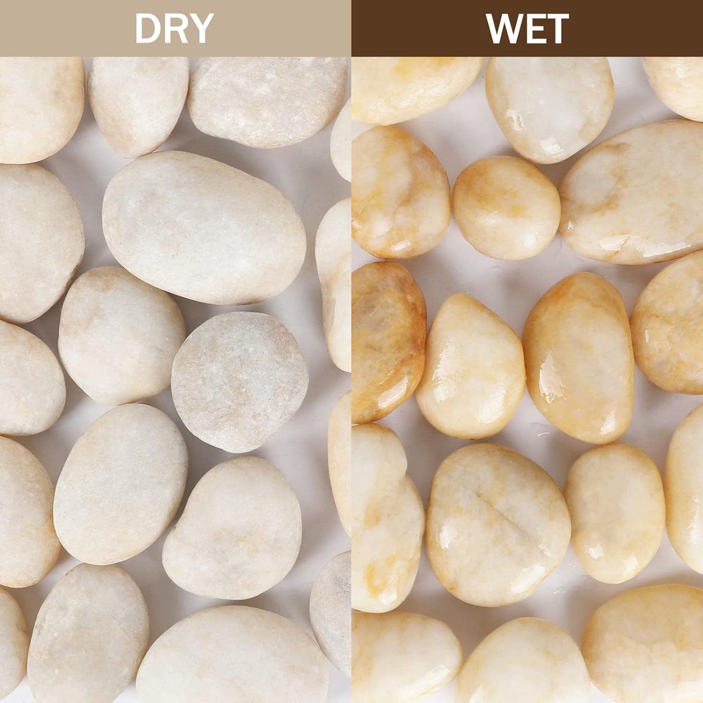 20LB Smooth Pebbles River Rocks, 100% Natural Hand-Picked Premium Decorative Pebbles, Ideal for Garden Landscaping, Home Decor, Aquariums, Painting, Crafting and Gifts, Cream White