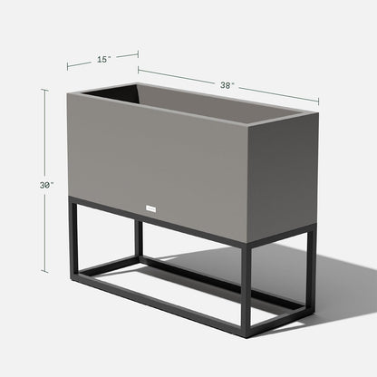 Veradek Block Series Raised Long Box Planter for Patio & Garden | Durable All-Weather Use with Aluminum Stand | Modern Décor for Herbs, Flowers
