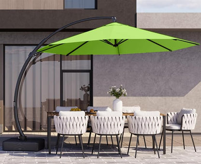 Kingdura 11ft Cantilever Patio Umbrella with Base Included, Large Round Offset Outdoor Pool Umbrella, 360° Rotation & Infinite Tilt, Heavy Duty Aluminum Frame for Deck Backyard, Apple Green