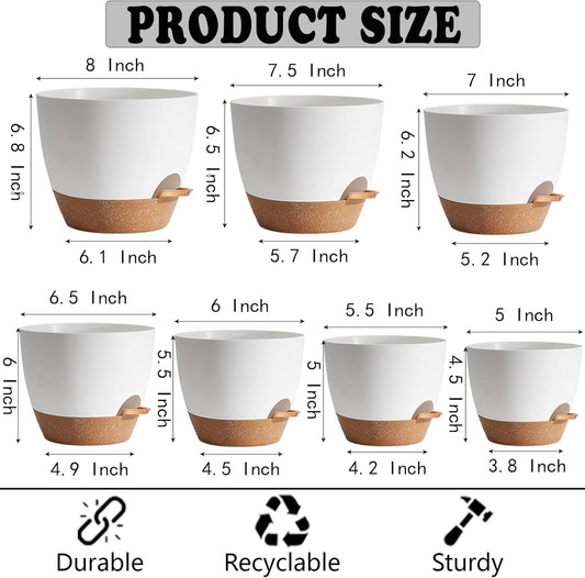 White Self Watering Pots with Drainage Planting Pot for HousePlants Plastic Flower Pots Outdoor Plant Pots Gift Idea Decorative Flower Pots Draining Pots for Indoor Plants