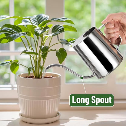 Watering Can for Indoor Plants, Indoor Watering Can with Long Spout and Handle Rust-Proof 304 Stainless Steel Material (600ml/20oz)