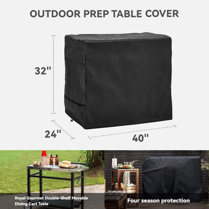 Outdoor Dining Cover - Heavy Duty Waterproof Cover for Royal Gourmet Flattop Worktable PC3401S & PC3401B, Compatible with 40 inch Utility Cart