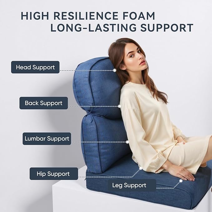 Patio Chair Cushions 6 Packs - Outside High Back Thick Water-Resistant Cushion 22x24 for Outdoor Glider Rocking Chairs Loveseat 3-Seater Couch Sofa – Blue/Crescent