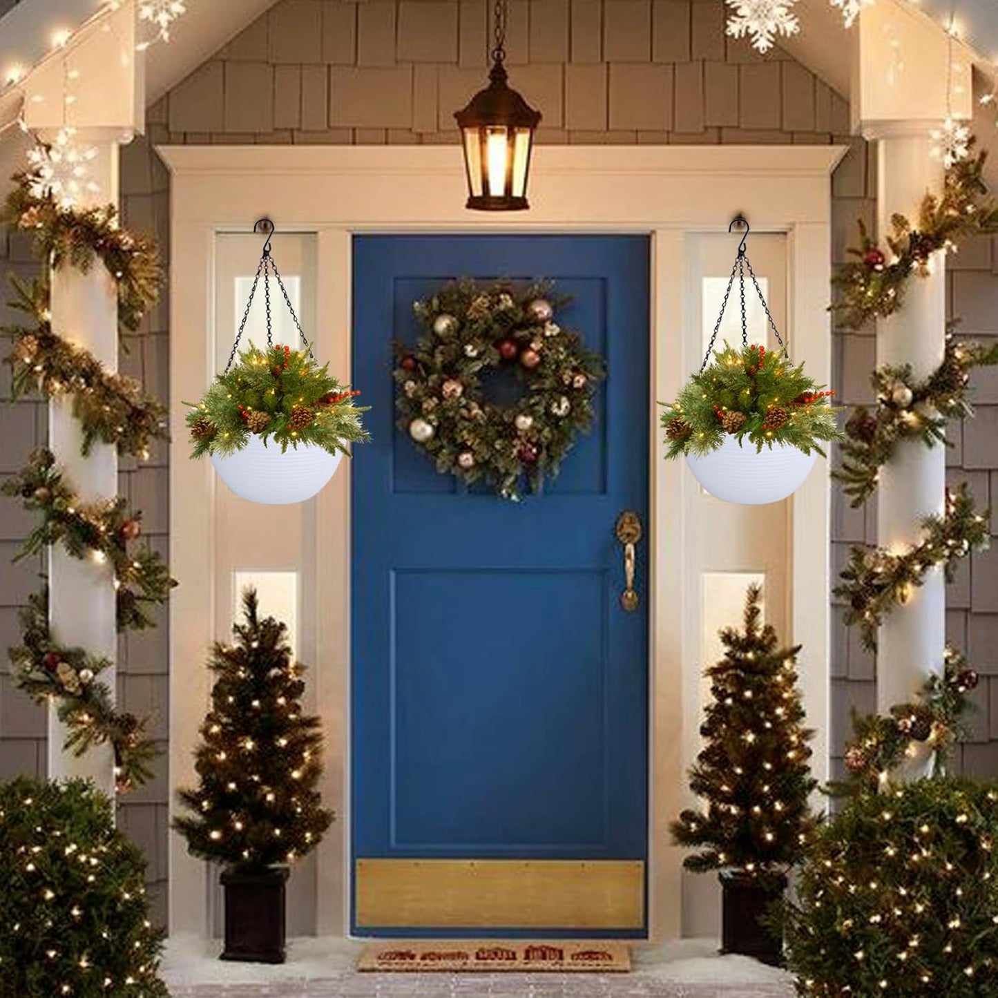 summer flower 2 Pack Self Watering Hanging Planters 9.9 Inch Hanging Baskets Plant Pots for Indoor Outdoor Hanging Plant Holder for Garden Porch Ceiling -White, Plant Not Included