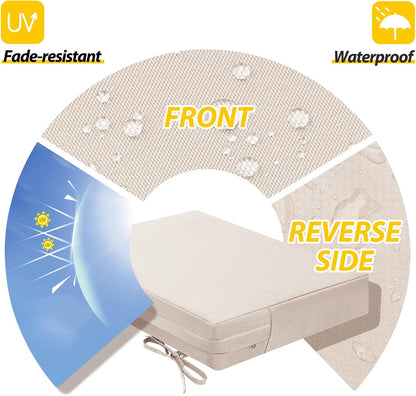 AAAAAcessories Outdoor Seat Cushions for Chairs, Waterproof, Fade-Resistant Patio Furniture Replacement Cushions, 20" x 18" x 3", Set of 2, Khaki Beige