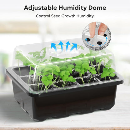 MIXC 10 Packs Seed Starter Tray Seed Starter Kit with Humidity Dome (120 Cells Total Tray) Seed Starting Trays Plant Starter Kit and Base Mini Greenhouse Germination Kit for Seeds Growing Starting