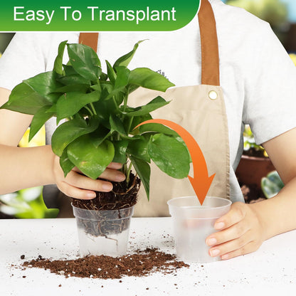 40 Pack 3.3 Inch Clear Nursery Pots for Plants, Sturdy Plastic Plant Pot for Planting Vegetables Flowers Seedlings, Transparent Seed Starter Pots with Drainage Holes, Gardening Gifts(40P-3.3"Clear)