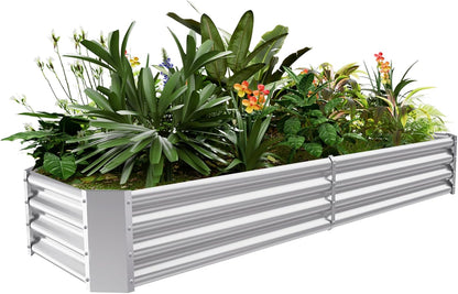 Land Guard 8×4×1ft Galvanized Metal Raised Garden Bed, Metal Planter Kit Box Outdoor for Deep-Rooted Vegetables, Flowers, Green and Herbs……