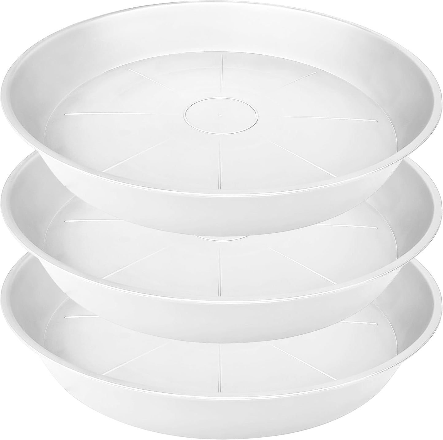 3 Pack of 26 inch Plant Saucer, 4.2" Depth Tray, Large Deep Garden Plastic Flower Planter Plant Trays for Indoors Outdoor Bath Bath (26", Creamy White)