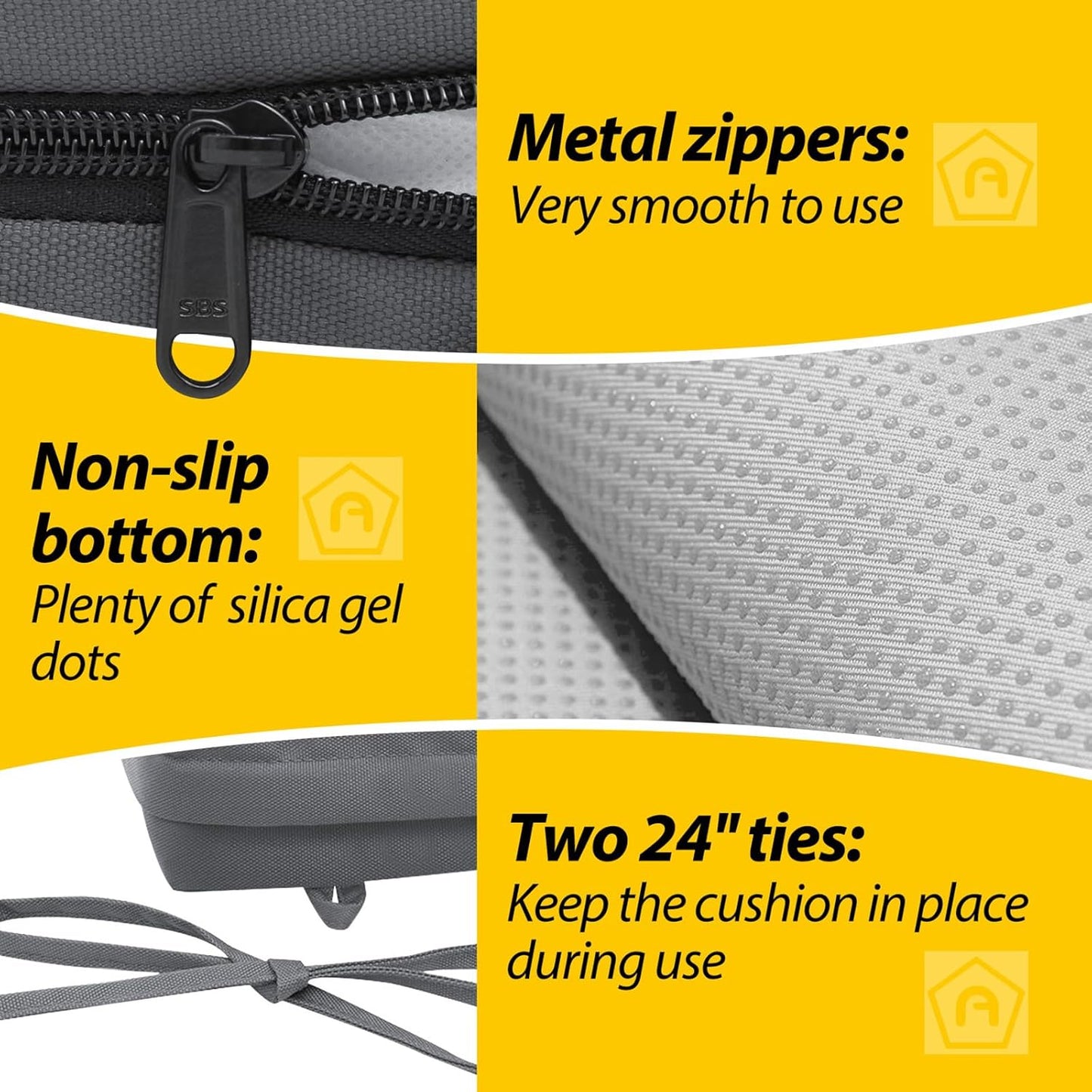 AAAAAcessories Outdoor Seat Cushions for Chairs, Waterproof, Fade-Resistant Patio Furniture Replacement Cushions, 21" x 21" x 4", Set of 2, Dark Gray