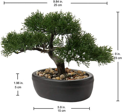 Artificial Bonsai Tree Juniper Faux Plants Indoor Small Fake Plants Decor with Ceramic Pots for Home Table Office Desk Bathroom Shelf Bedroom Living Room Farmhouse Decorations
