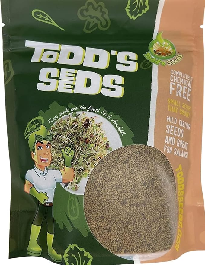 Todd's Seeds Broccoli and Friends Sprouting Seed Mix: Broccoli, Crimson Clover, Red Radish, Alfalfa, Non-GMO, Chemical Free, High Germination (1/4 Pound)