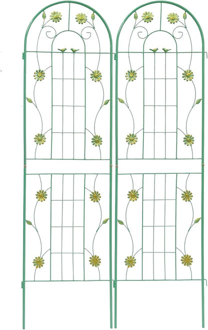 2 Pack Metal Garden Trellis 71" H Garden Fence Rustproof Trellis for Climbing Plants Support Roses Flower Outdoor Lawn, Green