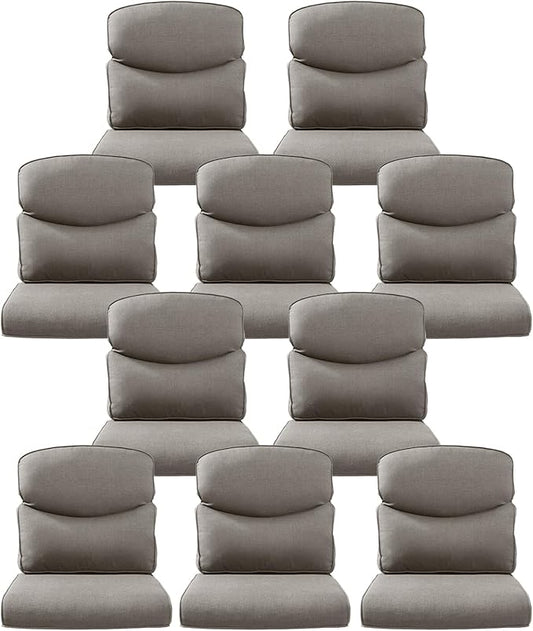 10-Piece Outdoor Patio Cushion Set - Fade & Water Resistant with Removable Olefin Cover, 22x24x4 Inch Memory Foam Cushions for Wicker Sectional Sofa – Grey/Crescent
