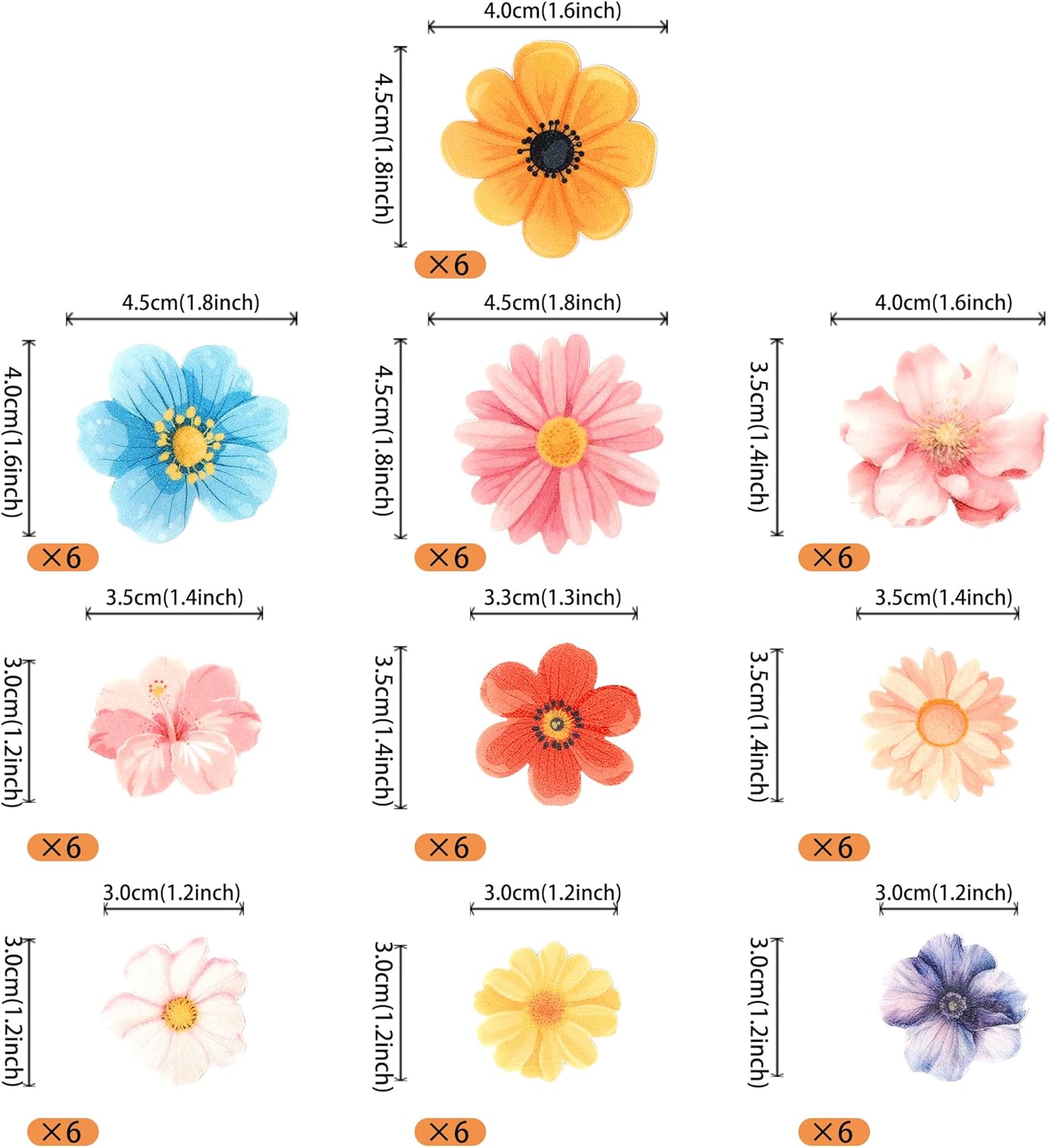 60 PCS Edible Flowers Cupcake Toppers Wafer Paper Daisy Cupcake Picks Edible Hibiscus Flower Birthday Party Decorations for Baby Shower Wedding Birthday Party Cake Food Decorations Supplies