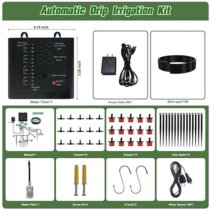 Automatic Drip Irrigation System, Plant Self Watering Devices for Vacation,Auto Plant Waterer,Drip Irrigation Timer for Potted Plants Indoor Garden Greenhouse (15 Pots,Adjustable Dripper)