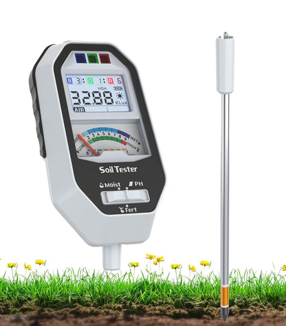 Soil Moisture Meter, 7-in-1 Soil PH Tester/Soil Moisture/Fertility with Removable Probe, LCD Display Air Temp/Air Humidity/Sunlight Intensity/BGR Spectral for Plants Garden, Lawn,Indoor Outdoor Plants
