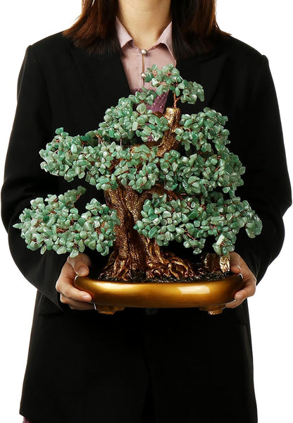 Feng Shui Money Tree Large Crystal Quartz Lucky Tree Gem Tree for Office Home Feng Shui Decoration for Wealth/Fortune and Luck (Aventurine)