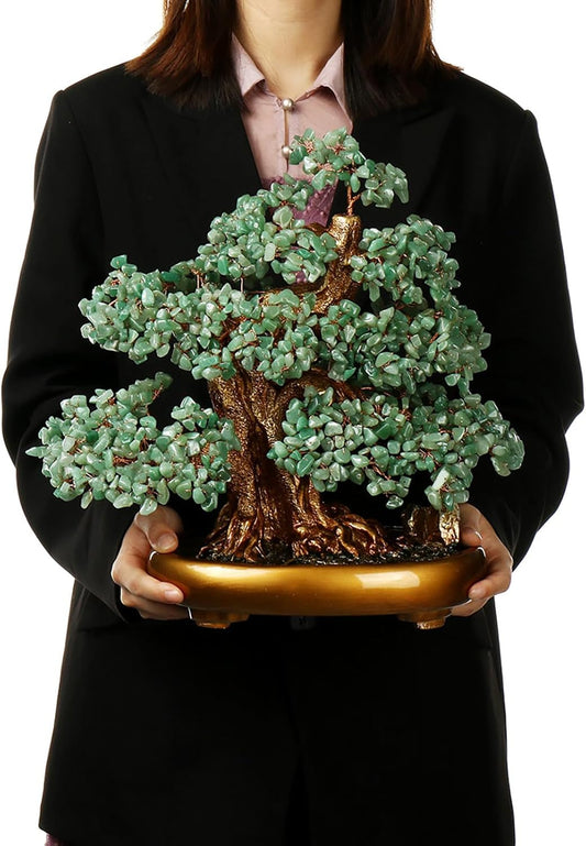 Feng Shui Money Tree Large Crystal Quartz Lucky Tree Gem Tree for Office Home Feng Shui Decoration for Wealth/Fortune and Luck (Aventurine)