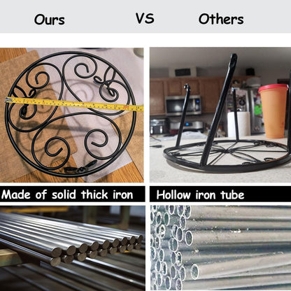 2 Pack 13'' Diameter Metal Plant Stand for Large Plant/Flower Pot Heavy Duty Potted Holder Indoor Outdoor Rustproof Iron Display Stand,Black