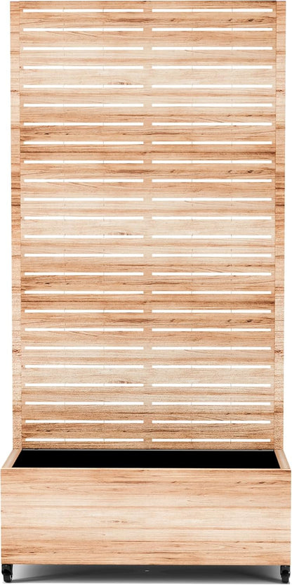 Raised Garden Bed with Trellis and Wheels,73"x35"x16" Metal Raised Garden Bed,Acacia Finish Metal Planter with Climbing Trellis for Vines & Vegetables