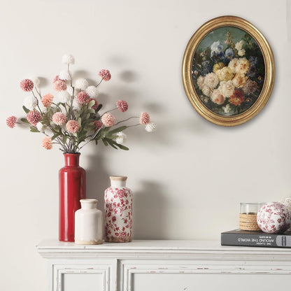 Vintage Vase Set of 3, Ceramic Vintage Flower Vases, Chinoiserie Decorative Home Decor Retro Floral Vase Rustic Farmhouse Decor for Table Bookshelf Mantel Kitchen Living Room Office - Red and White