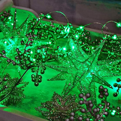 2 Pack Solar Powered Fairy String Lights Outdoor Waterproof 8 Modes Twinkle Christmas Decorations Lights, Each 33ft-100LED, 40ft-120LED, 66ft-200LED, 80ft-240LED, (Green, 66)