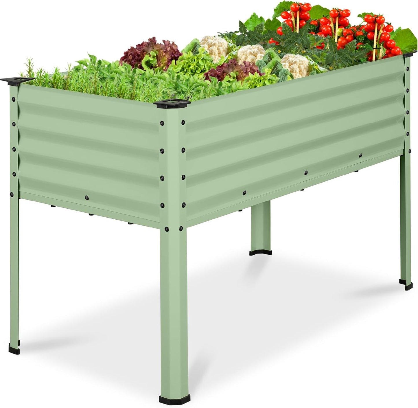 Best Choice Products 48x24x30in Galvanized Raised Garden Bed, Metal Elevated Planter Box, Vegetable Garden for Backyard, Patio, Balcony - Sage Green