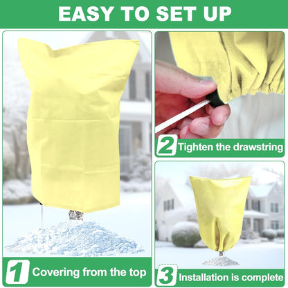 3 Pack Winter Plant Covers Freeze Protection, 23.6" x 31.4" Frost Covers for Outdoor Plants with Drawstring, Tree Covers for Winter Plant Frost Protection Covers, Shrubs Trees Jacket Covers