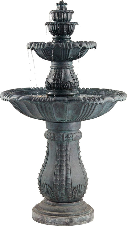 Hampton 56 3/4" High Large Italian Outdoor Decor Slate Stone Floor Fountain with Light LED Waterfall 4-Tier Standing Basin Water Feature for Outside Garden Patio Yard Backyard Porch - John Timberland