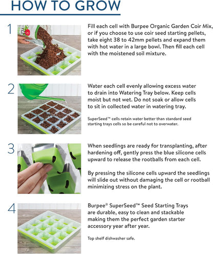 Burpee SuperSeed Windowsill Seed Starting Tray| 8 XL Cell| Seed Starter Tray|Reusable & Dishwasher Safe| for Starting Vegetable Seeds, Flower Seeds & Herb Seeds| Window Garden Seed Starting Kit| Green