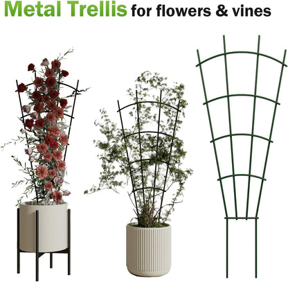 6-Pack Metal Trellis for Potted Plants, 32" Heavy Duty Garden Trellis for Climbing Plants, Rustproof Powder Coated Indoor/Outdoor Trellis for Climbing Vines, Flowers, Houseplants