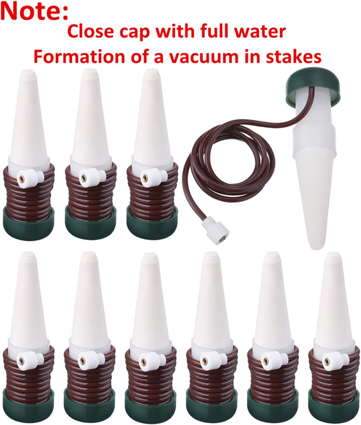 Hestya 10 Pack Plant Watering Stakes Automatic Devices Plant Self Drip Irrigation Slow Release Indoor Outdoor Terracotta Water Spikes for Potted Plants Flower (Black Base)