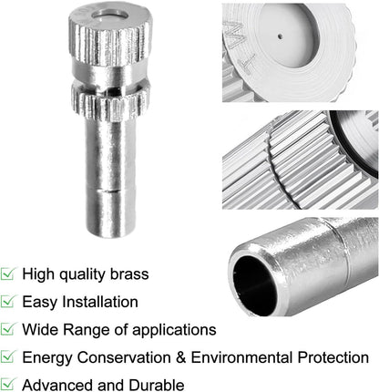 24 Pcs Misting Nozzles, Brass Misting Nozzles High Pressure Anti Drip Cleanable 0.012" / 0.3mm Orific for Outdoor Cooling System