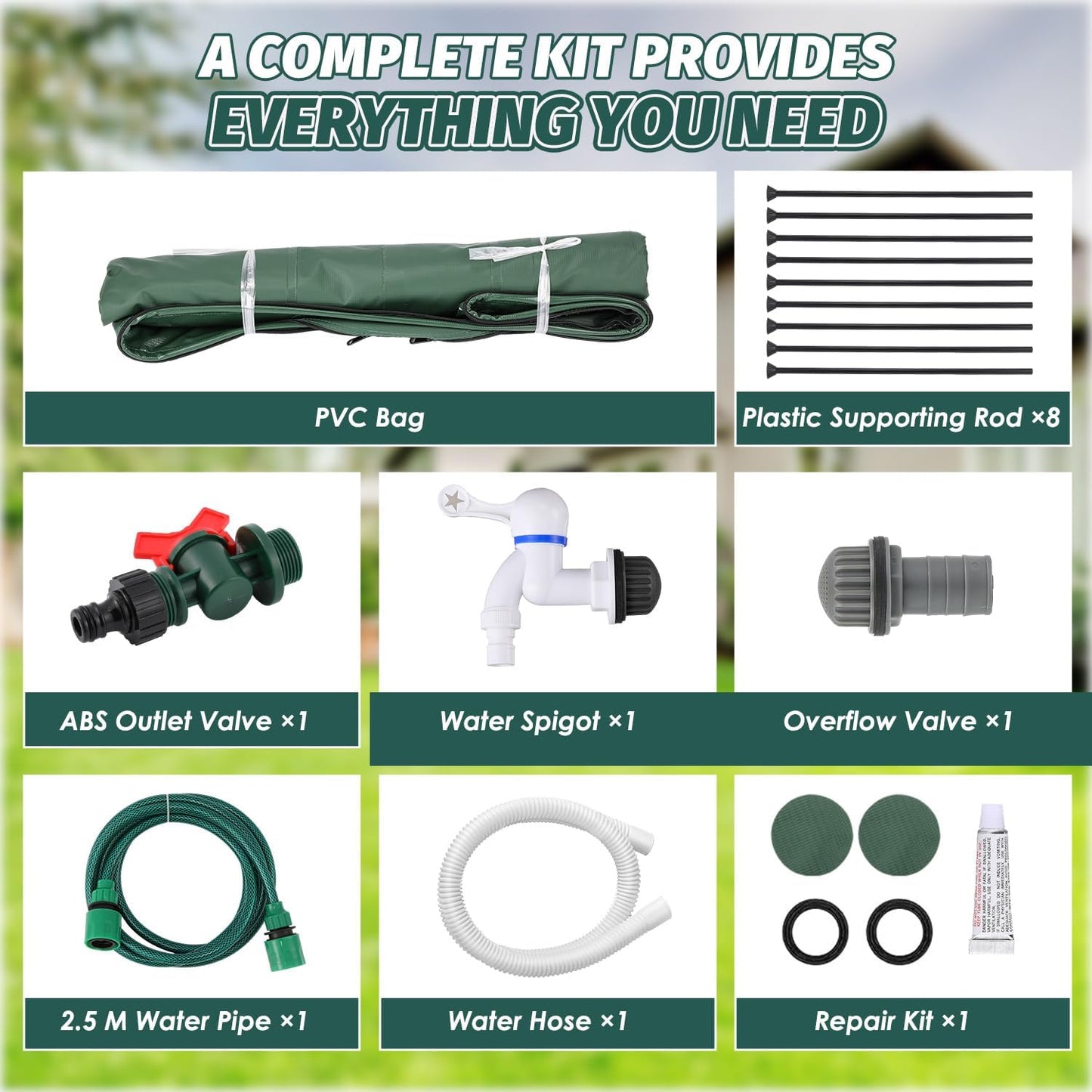LANUEVA 66 Gallon Collapsible Rain Barrel, Rainwater Collection System with 2 Spigots, Overflow Kit and 2 Hoses, Portable Water Storage Tank with Scale Mark for Garden Plant Watering, Farm Irrigation
