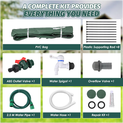 LANUEVA 66 Gallon Collapsible Rain Barrel, Rainwater Collection System with 2 Spigots, Overflow Kit and 2 Hoses, Portable Water Storage Tank with Scale Mark for Garden Plant Watering, Farm Irrigation