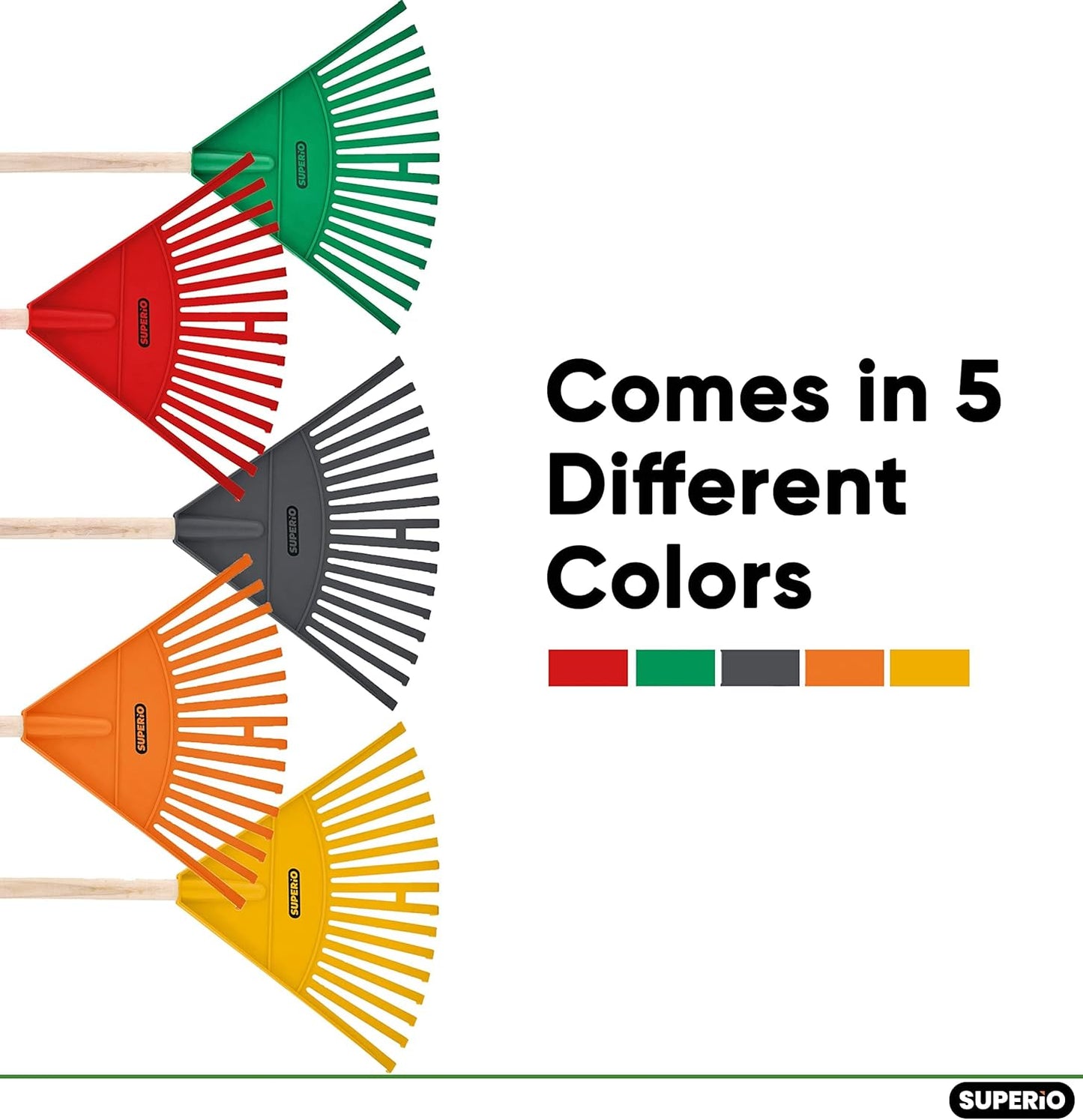 Orange Kids Size Rake, Kids Rake for Lawn with Hardwood Handle, Durable Plastic Head to Sweep Leaves on Lawn and Tidying Up The Garden, 34" by Superio