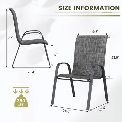 UDPATIO Patio Chairs Set of 4, Stackable Outdoor Dining Chairs with High Back, Breathable Textilene Fabric Outdoor Chair All Weather, 350LBS Capacity for Garden, Backyard (Dark Grey)