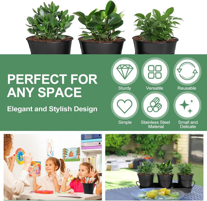 3 Sets Herb Planter Black Metal Window Planter with Tray and Drainage Farmhouse Garden Pots for Plants Flower Succulent for Indoor Outdoor Kitchen Apartment Balcony Window