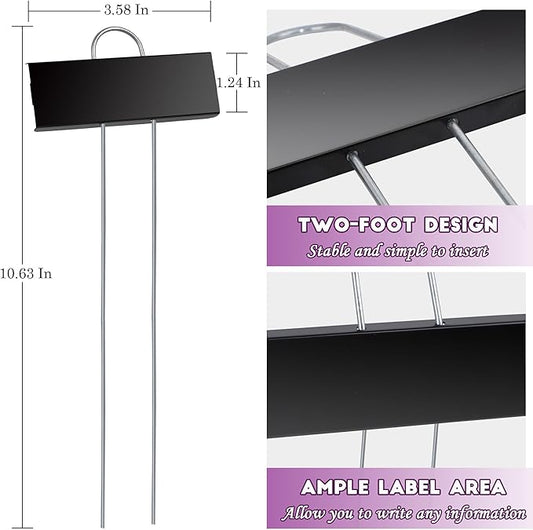 FORUP Metal Plant Labels, 30 Pack Garden Label Markers, Weatherproof Garden Stake Tags, Reusable Planting Gardening Markers, Black