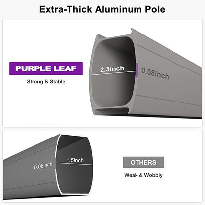 PURPLE LEAF 11.5' X 8' Left-right Tilting Patio Umbrella Outdoor Swivel Cantilever Umbrella Aluminum Offset Umbrella with Champagne Frame and 360-degree Rotation for Garden Deck Pool, Grey