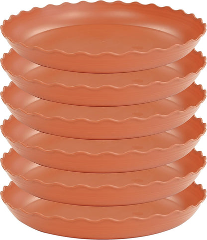 6 Pack Plant Saucer 8 inch, Heavy Duty Plastic Plant Water Tray, Planter Saucers, Flower Pot Tray Water Trays for Plant Pots (Terracotta)