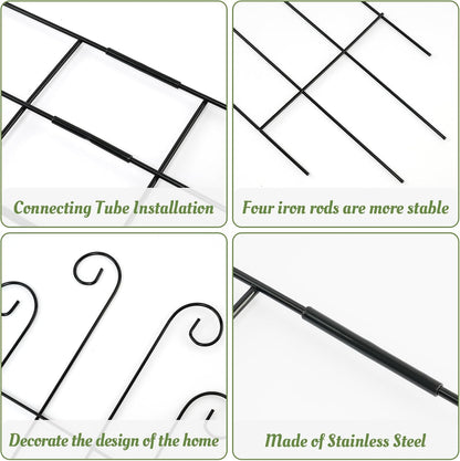 4 Pack 32'' Wave Shape Black Metal Trellis for Climbing Plants Indoor & Outdoor, Garden Trellis for Houseplants Flowers Vine Ivy