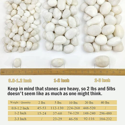 20 lbs White River Rocks for Landscaping, 2-3 inch Large Pebbles for Plants, Decorative Stones for Planters Vase Aquarium and Outdoor Garden Rocks