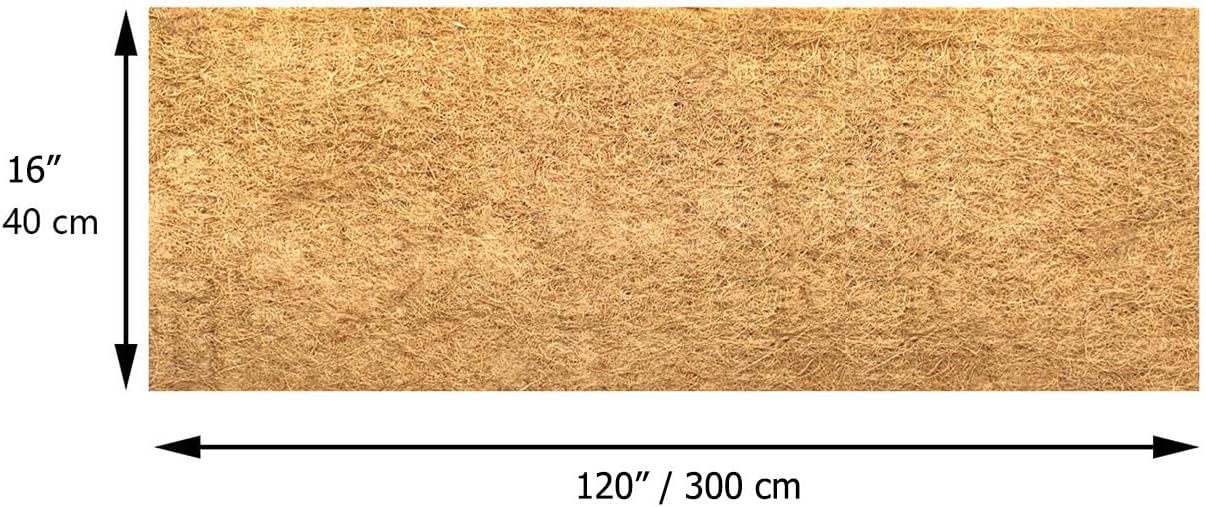 16x120 inch Natural Coconut Coir Liner Sheets Coco Fiber Roll Coco Mat for Planter Flower Basket Liner Garden Decoration Animal Pet Pad